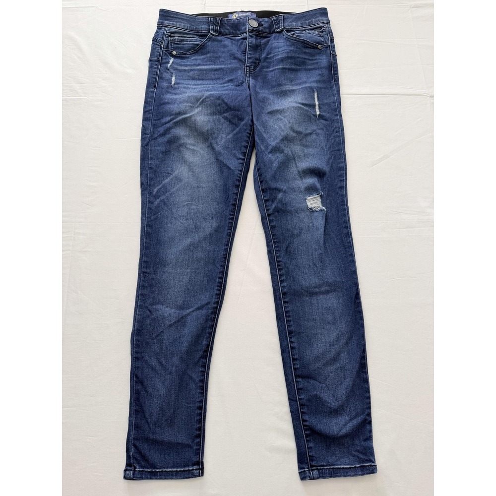 Democracy‎ Absolution Straight Jeans Womens 8 Blue Wash Distressed 33x30.5 Denim